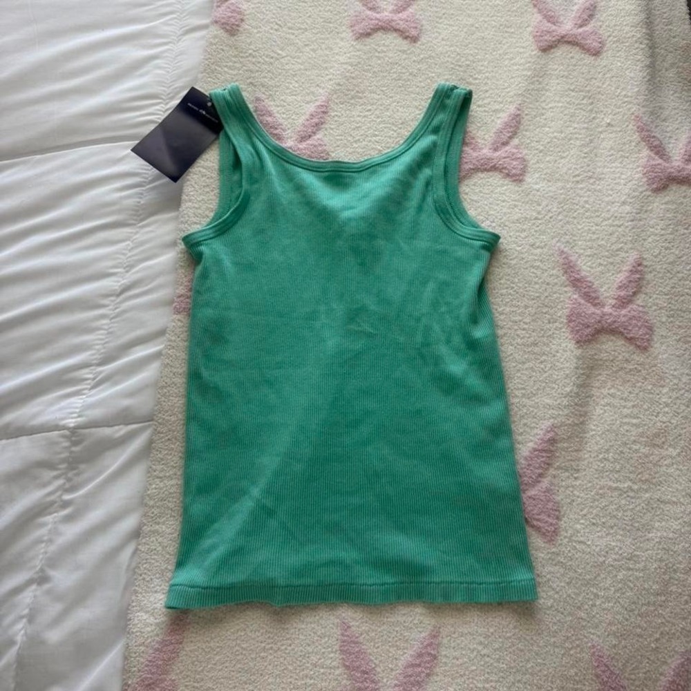 Rare Brandy Melville Teal Ribbed Button Tank Top - Picture 6 of 7